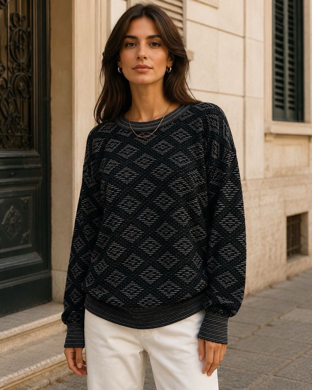 Pronto Uomo Firenze Italy Wool Blend Textured Knit Sweater Women’s L Oversized